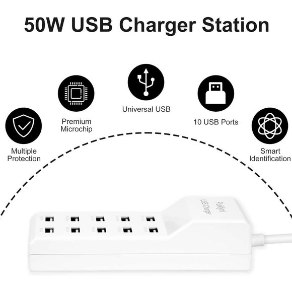 10-Port Family-Sized Smart USB Charger for Multiple Devices Smart Phone Tablet - Picture 4 of 7